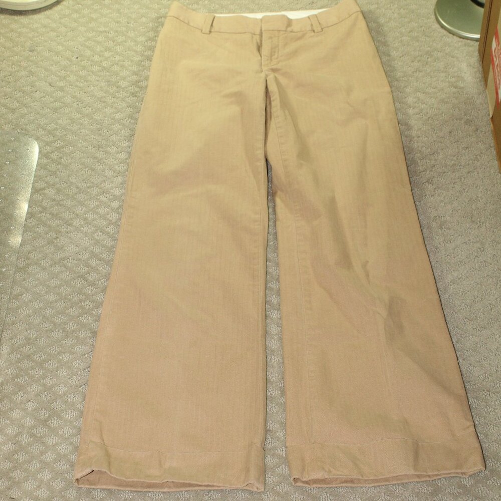 Vintage Gap Stretch Women's 4 Tan Tone on Tone Striped Wide Leg Cuffed Pants